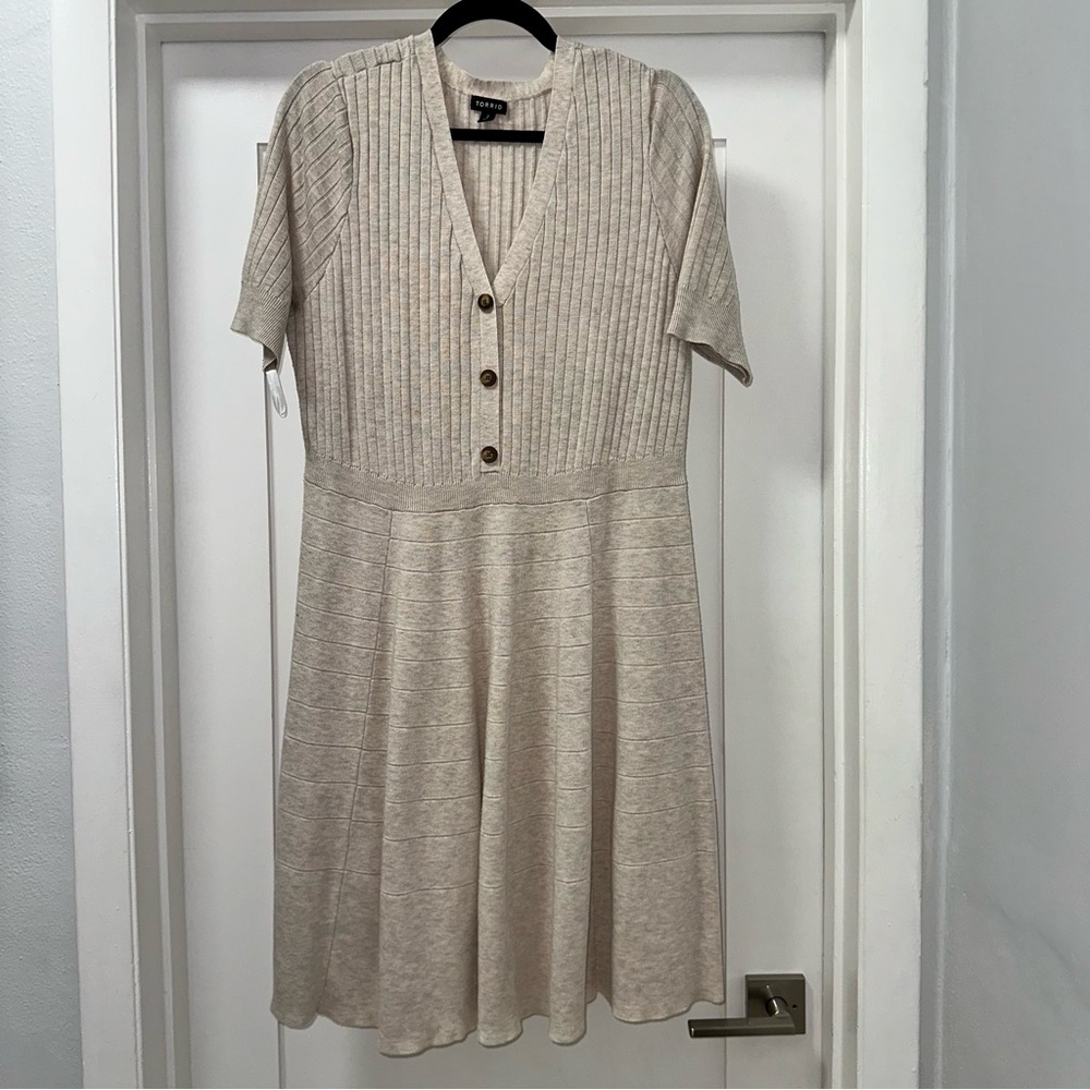Torrid Beige Ribbed Mini Dress